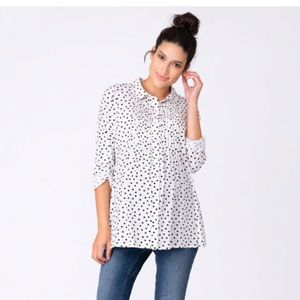 Polka dot maternity button down blouse